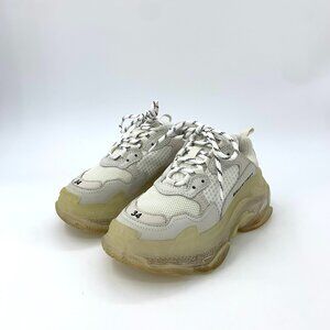 H13187 Balenciaga Triples 34 Size Beige Lace-up Casual Daddy Shoes Sneakers Worn